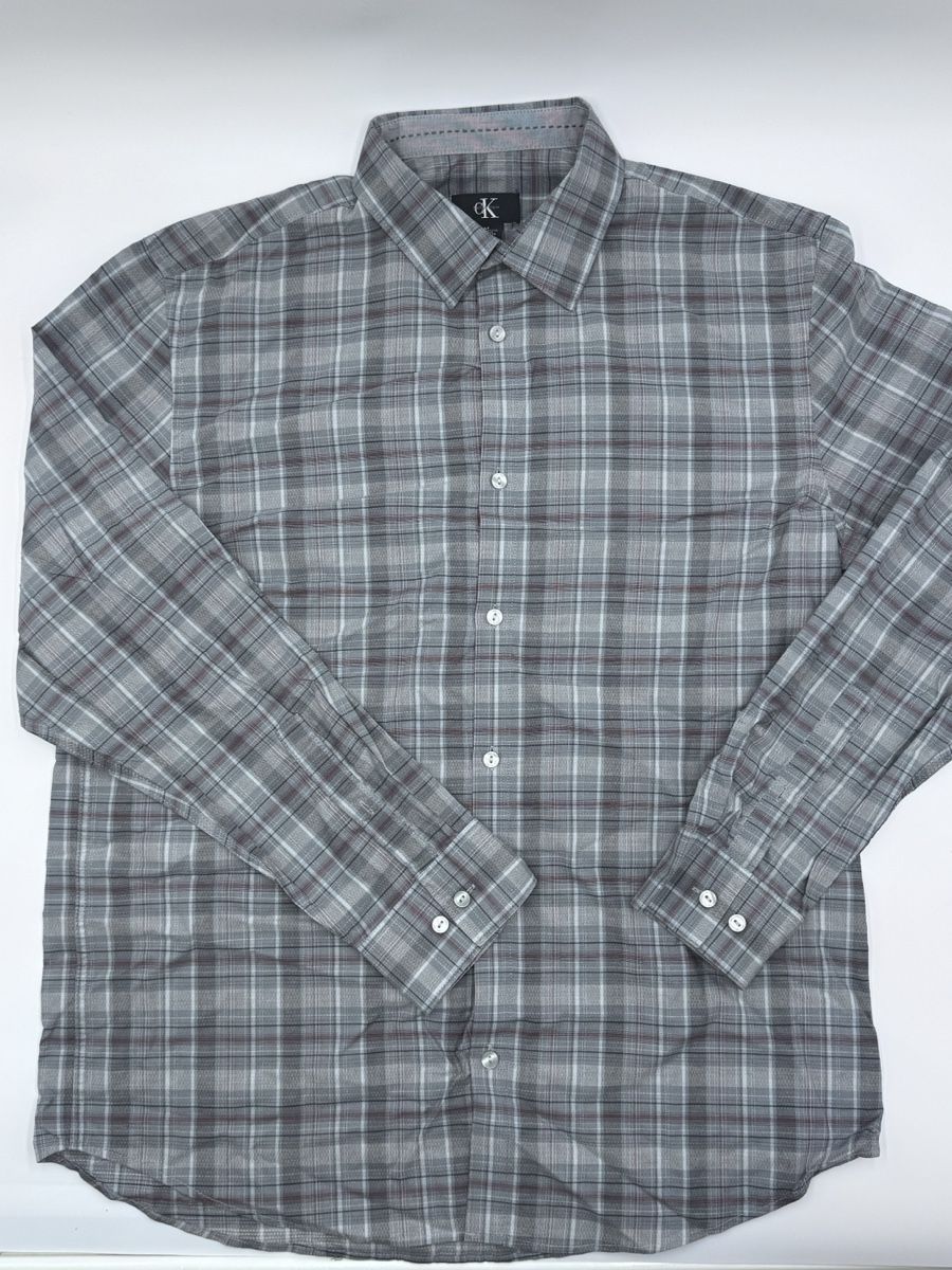 Calvin Klein Camicie: Calvin Klein Hemd kariert grau – Usato da Arnegg venduto da Pahe02