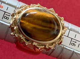 Vergoldetes tigerauge silberring (925)