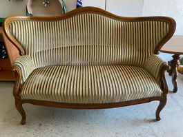 Antikes Sofa Stoffbezug schöne Holzumrandung 65 x 150 cm