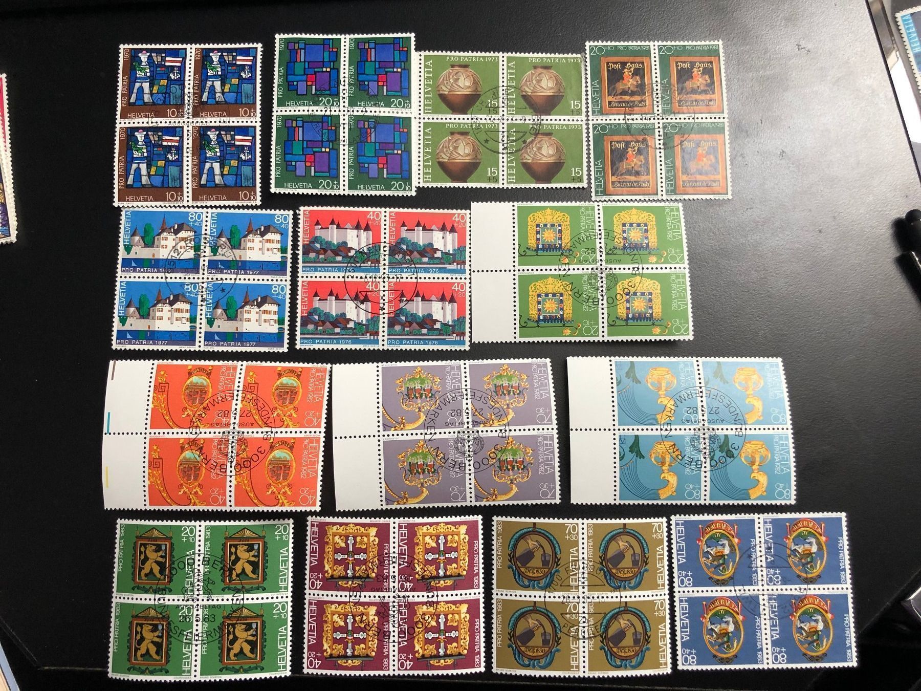 Alle Briefmarken: 14 blocs de 4 oblitérés Pro Pro Patria – Gebraucht aus Charmey (Gruyère) von Rolando6