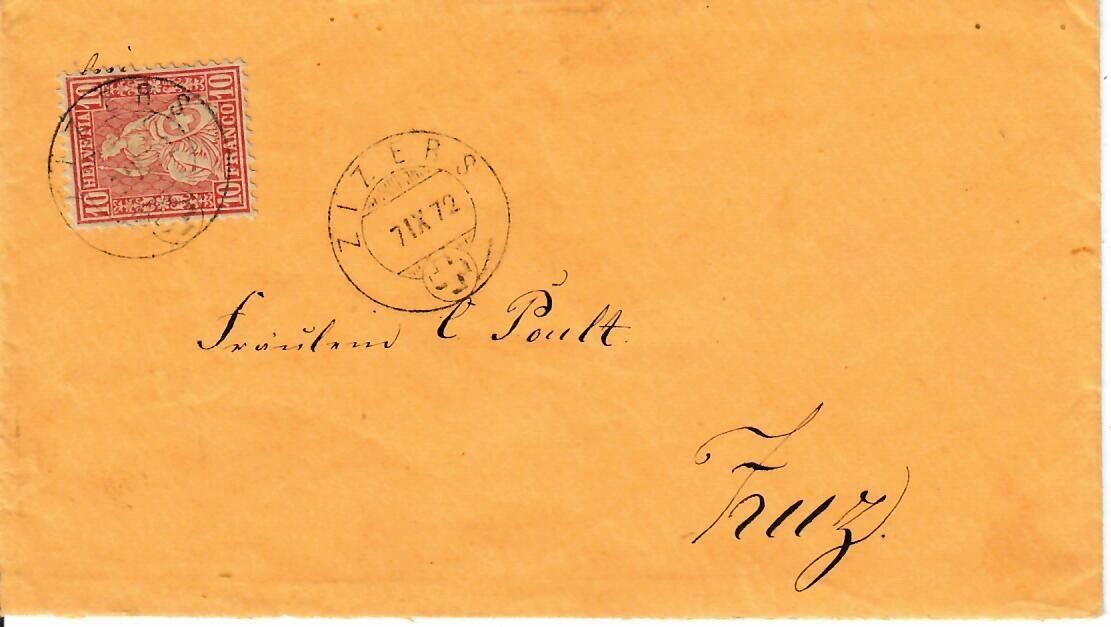 Tutti i francobolli: Brief aus Zizers 1872 – Usato da Hochdorf venduto da Ziegel-16