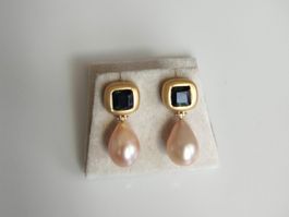 Ohrstecker mit Süsswasserperle & grünem Turmalin, 18K Gold