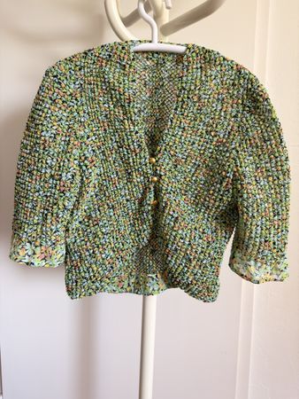 Vintage Sommerjäckchen 3/4 Ärmel, Edith Roth, Unikat, Gr. 34