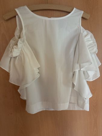 Damen Bluse weiss mit Volants ärmellos guter Zustand