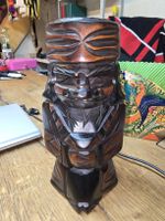 Antike Japanische Ainu Figur Holz Geschnitzt (D1)
