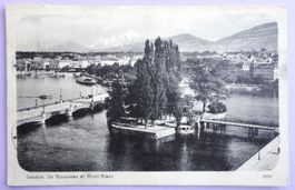 Genève, Ile Rousseau et Mont-Blanc