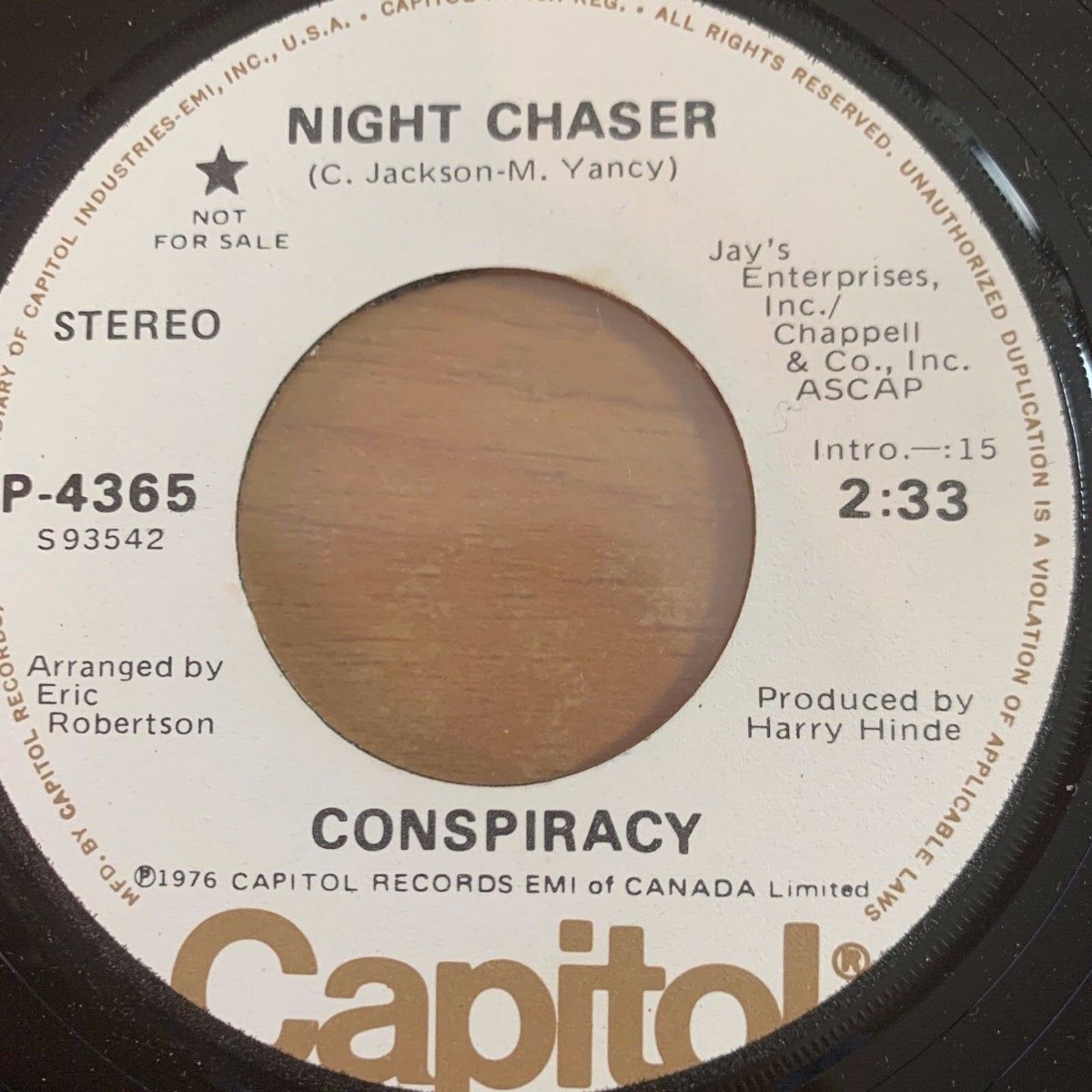 Dischi in vinile: Conspiracy - Night Chaser / US-Promo 1976 - TOP – Usato da Gais venduto da soundcave57