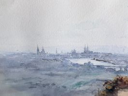 Karl Adam-Leonhard (1876–1926) Panorama-Aquarell signiert