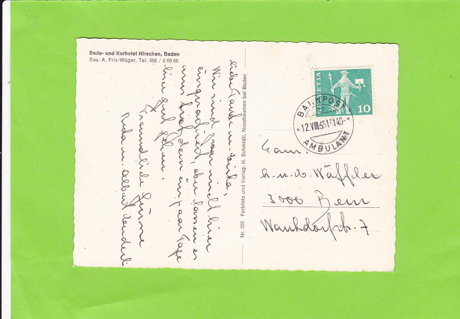 Cartoline postali: Bade-und Kurhotel Hirschen, Baden--Oldtimer – Usato da St. Peterzell venduto da neckertal 1