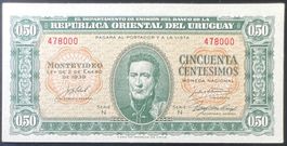 Uruguay 50 Centesimos 1939 (S.N. 478000 !!!) - non circ./unz