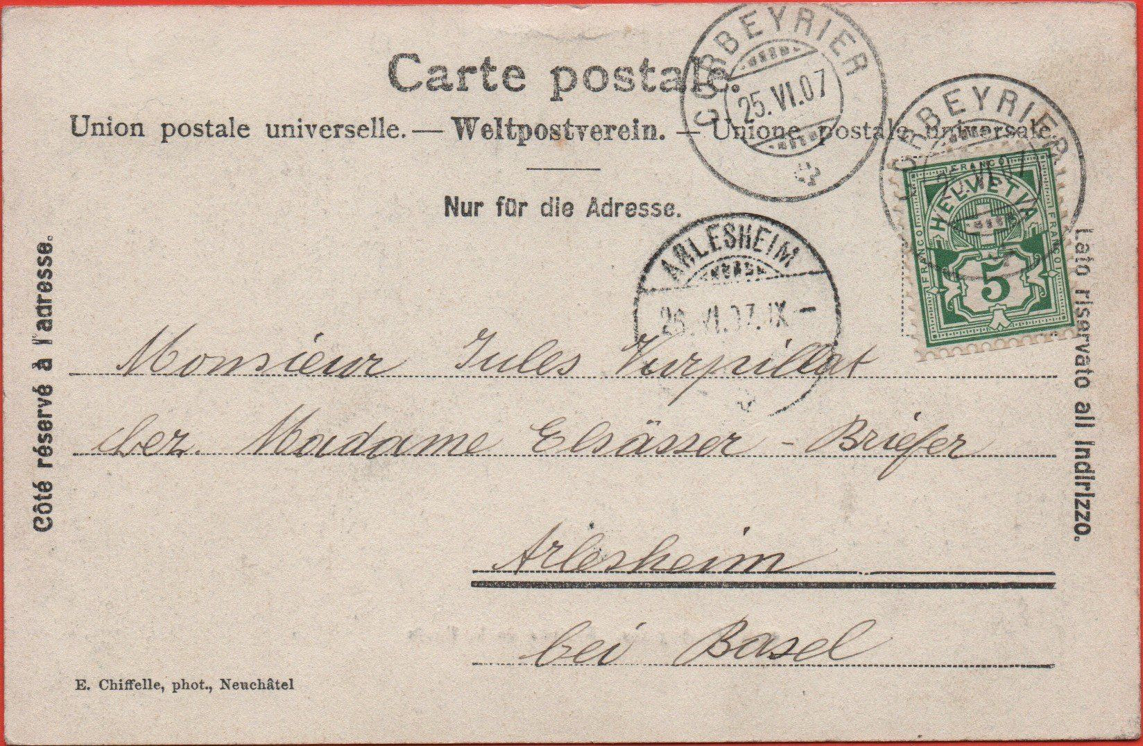 Cartoline postali: CORBEYRIER Arrivée de la Poste - Postkutsche – Usato da Jona venduto da philajona 1