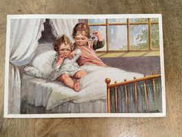 Alte Postkarte Kinderzimmer Szene Kunstkarte