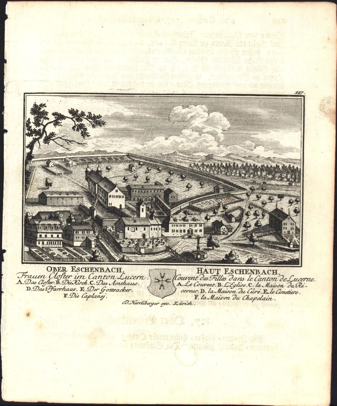 Incisioni: Ober Eschenbach von Herrliberger 1756 – Usato da Rafz venduto da Helvet32
