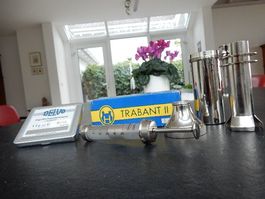 med.Glasspritze mit Edelstahl-Sterilisator, 15 Inj.-Kanülen