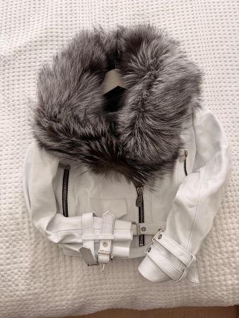Damen Lederjacke weiss mit Pelzkragen NEU