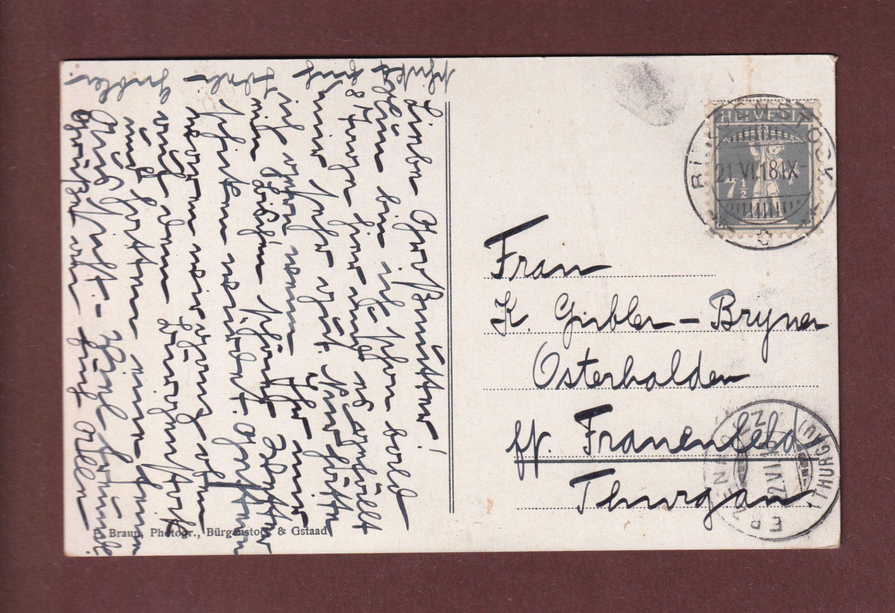 Cartoline postali: BÜRGENSTOCK - 1918 – Usato da Pully venduto da nicecards-shop 1