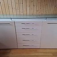 Sideboard mit Glasplatte, 185 x 40 x 86 cm, 6064 Kerns