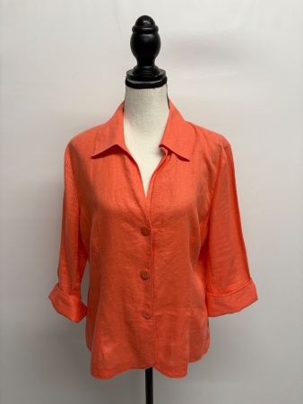 In Linea Sommerliche Leinenbluse Orange Gr. 42 3/4 Arm