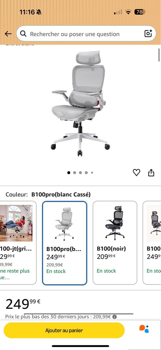 Sedie: Chaise de bureau ergonomique SIHOO B100pro – Nuovo e nell'imballaggio originale da Lausanne venduto da gio_qwg7