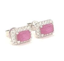 Juwelen-Ohrstecker: 2 Rubine, Diamanten, Weissgold, 1450.-