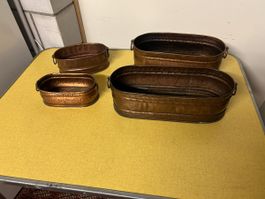 Antike Kupfer-Pflanzgefässe, 4er Set, für den Garten 🪴 (59)