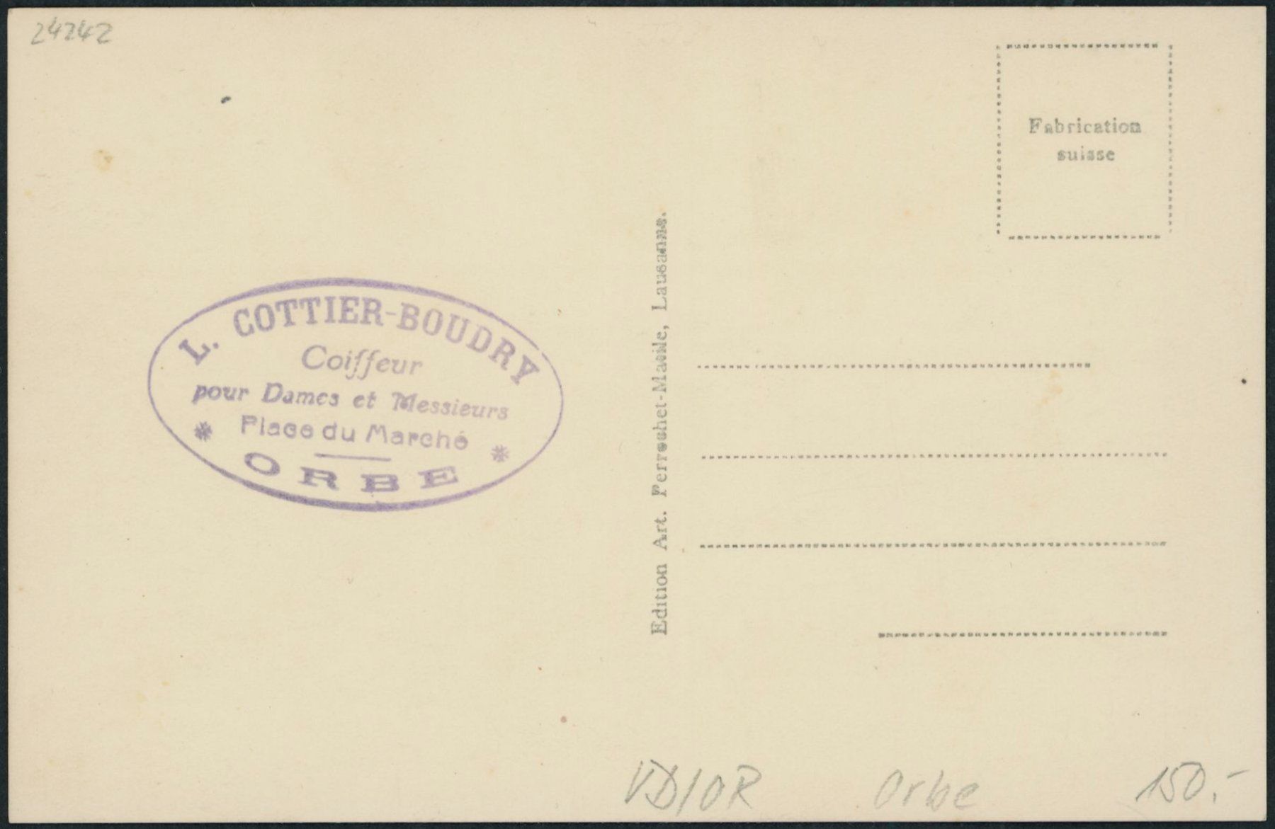 Cartoline postali: VD Orbe - Coiffeur - Coiffure - Friseur – Nuovo (secondo la descrizione) da Schindellegi venduto da leecollect 1