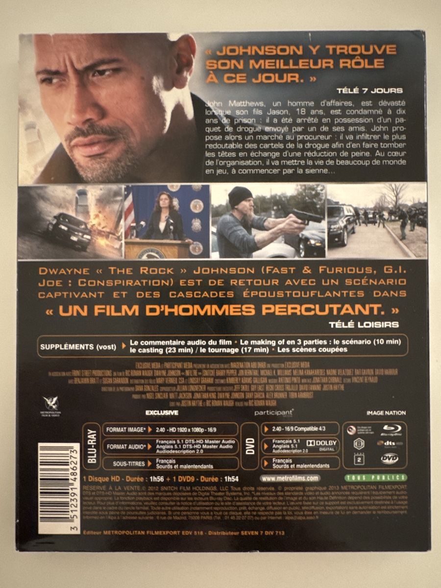Tutti i DVDs: Infiltré - Blu-ray DVD Combo - Dwayne Johnson Action! – Usato da Veyrier venduto da Deniro2 1