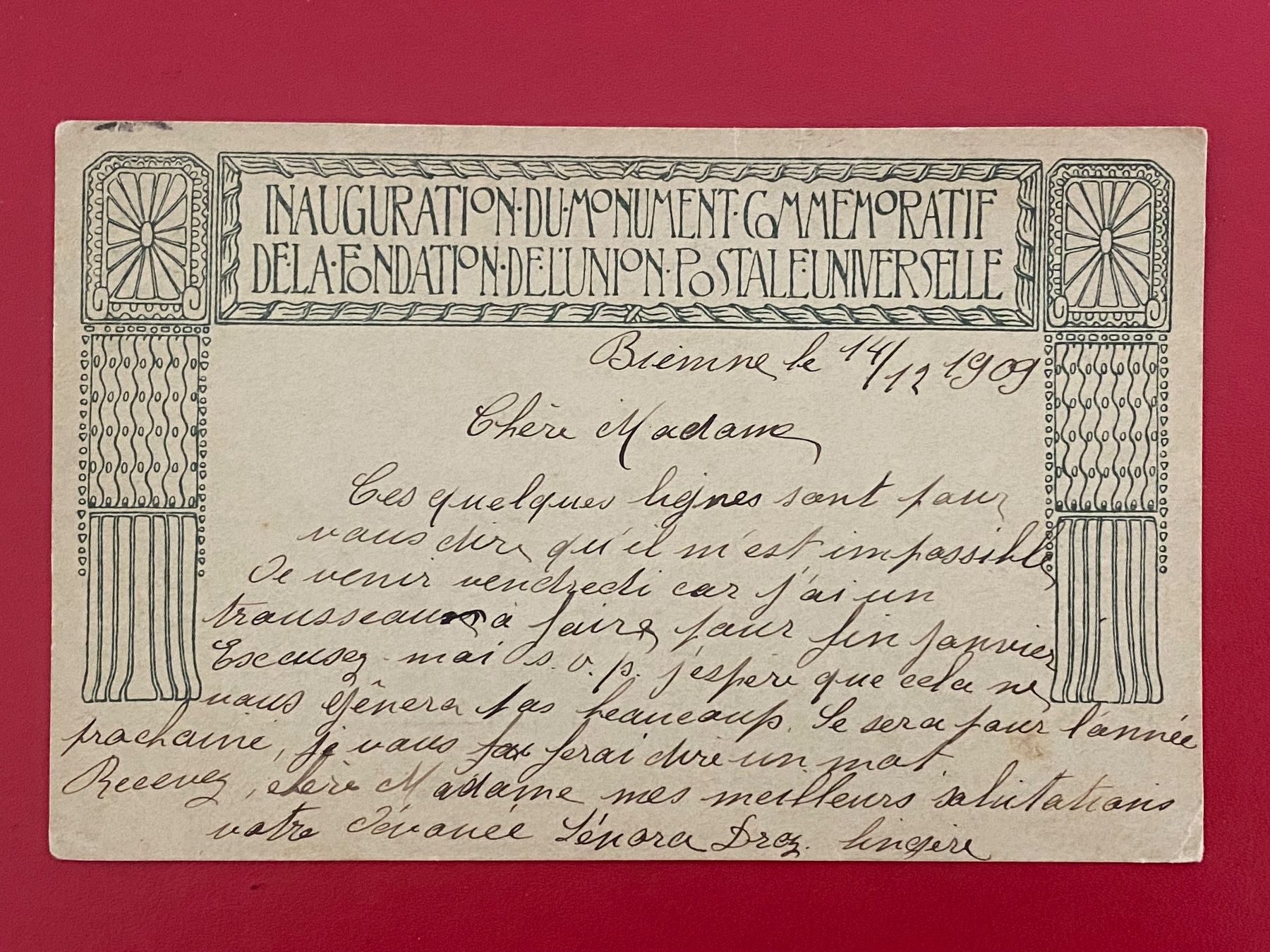 Ansichtskarten: Carte postale UPU -  1909 – Gebraucht aus Petit-Lancy von Solcarm 1