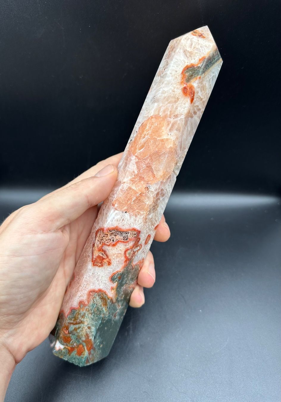 Mineralien & Heilsteine: roter Moosachat Obelisk, Spitze gross, 24.5cm! – Neu und originalverpackt aus Männedorf von Tradaki 6