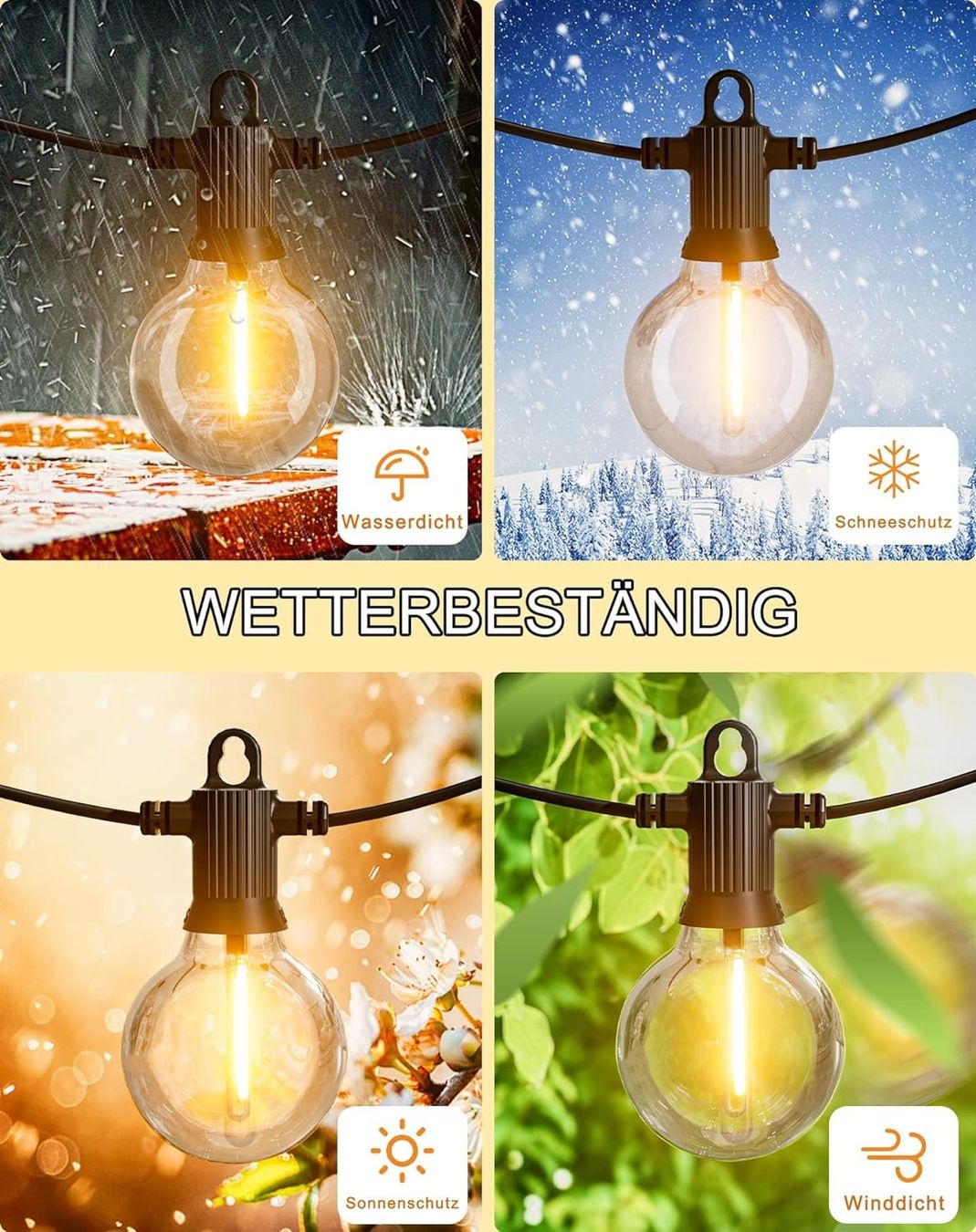 Lichterketten & Leisten: GLÜHBIRNEN LED LICHTERKETTE AUSSEN - 15 METER - 25+2 BIRNEN – Neu und originalverpackt aus Kriens von swissgadget 1