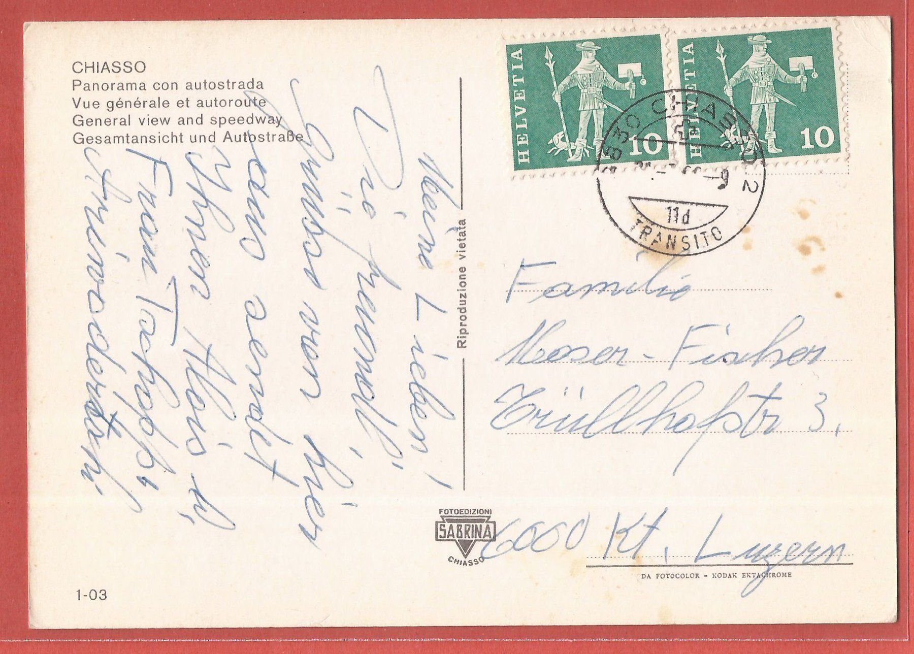 Ansichtskarten: Chiasso - ca. 1965 – Gebraucht aus Fislisbach von Porano 1