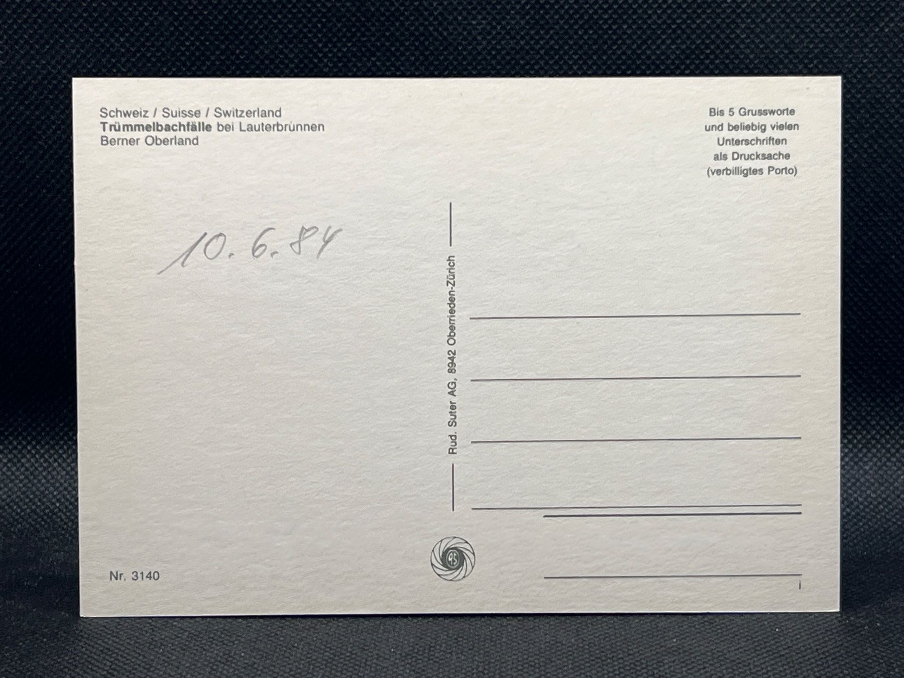 Cartoline postali: Lauterbrunnen Trümmelbach – Usato da Widnau venduto da Brusi9 1