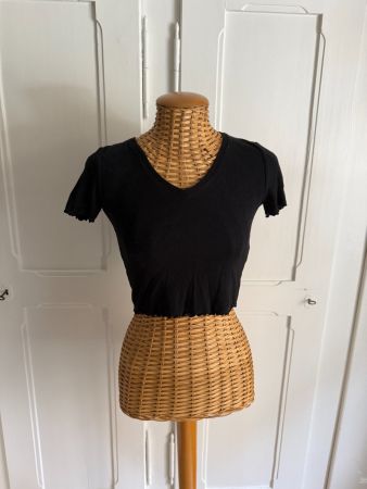 T-Shirt schwarz gerippt XS