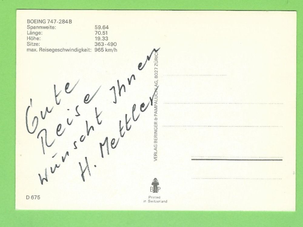 Cartoline postali: Olimpic Boeing 747-284 B – Usato da Zürich venduto da t24_de 1