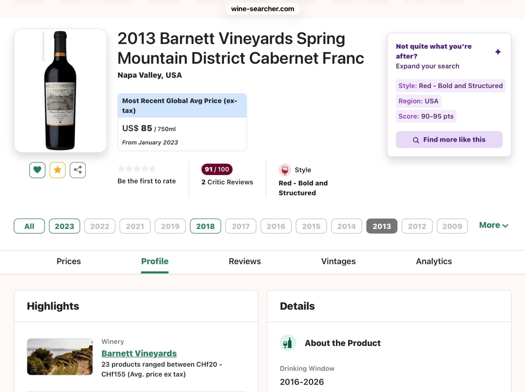 Vino: Barnett Cabernet Franc 2013 – Nuovo (secondo la descrizione) da Oberdorf BL venduto da Rn3959 4