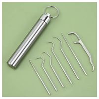 8 x Zahnstocher-Set aus Metall, NEU