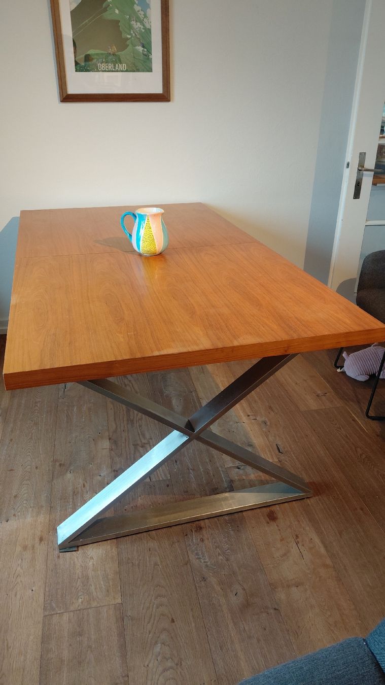 Tavoli: Extendable Dining Table Wooden Surface Metal X-Frame Base – Usato da Meilen venduto da Pge_kmw9 3
