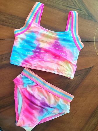 Costume fluo bambina due pezzi 4 anni