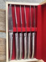 Besteck Laguiole Bougna 6 Messer im Holzkasten guter Zustand