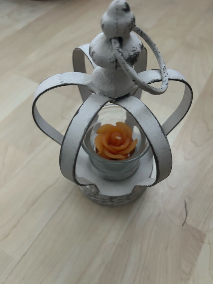 Portacandele: Kerzenständer Krone in Shabby Chic Optik Weiss – Usato da Uster venduto da xBeccax 2
