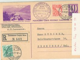 Schwingen Ganzsache Stempel ET TOP RARITÄT LANDESAUSSTELLUNG