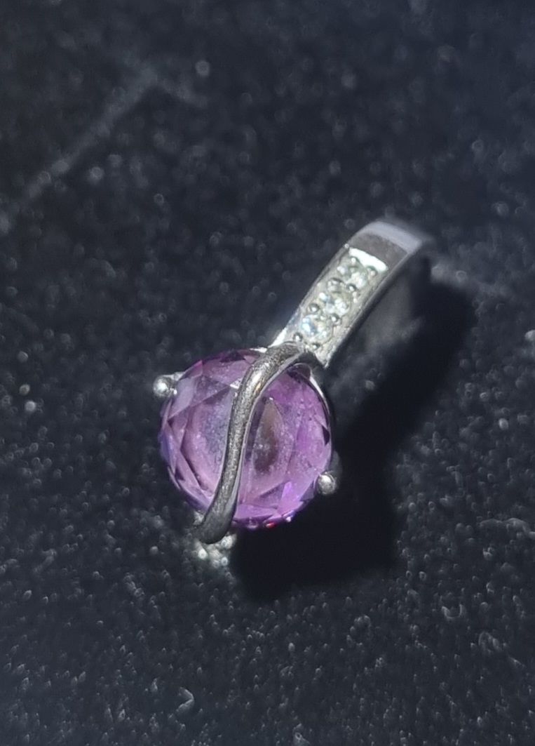 Anelli: Silberring 925 mit Amethyst und 6 Zirkonia – Usato da unterägeri venduto da ursiou 2
