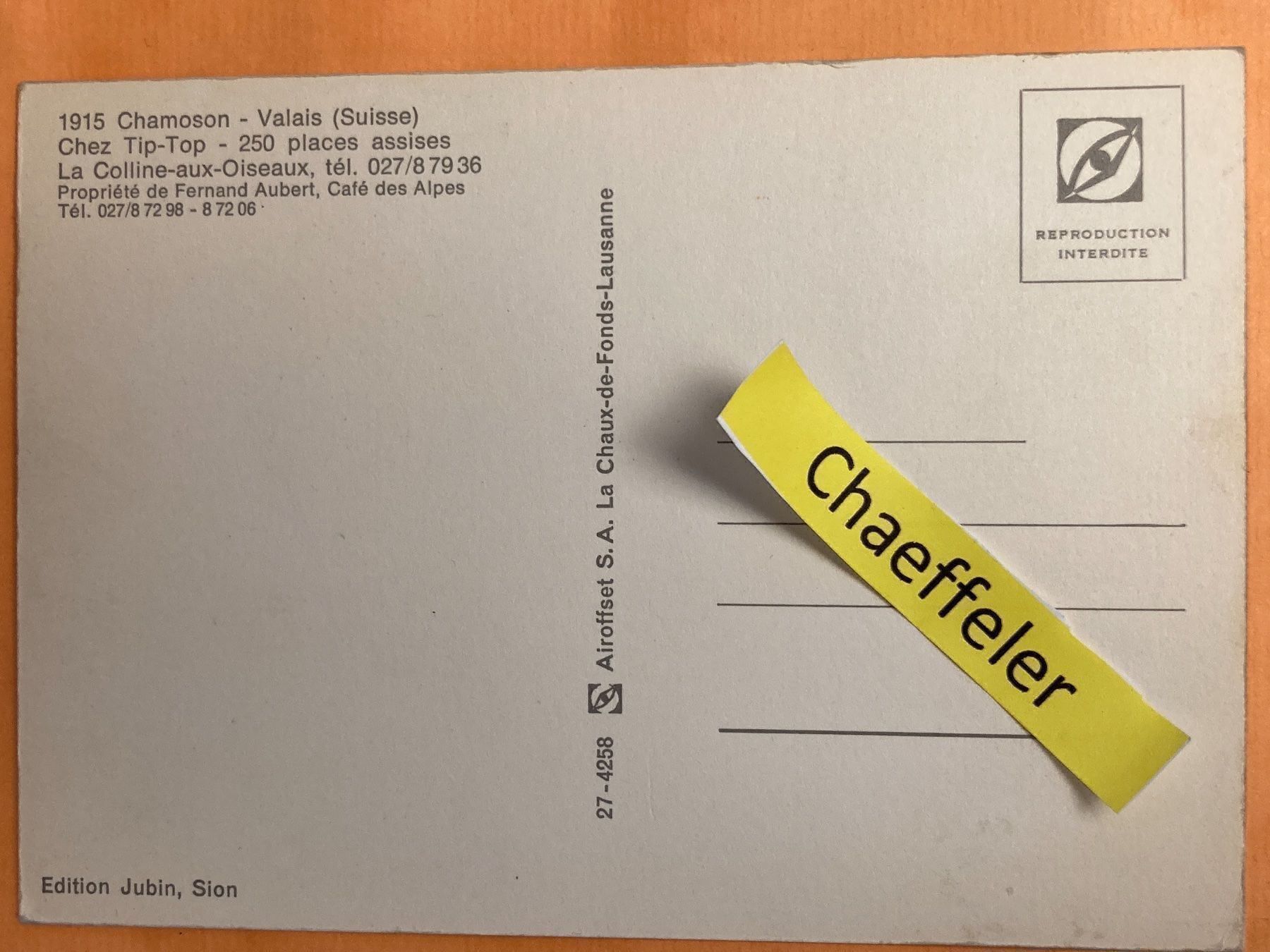 Ansichtskarten: 1915 Chamoson - Valais – Gebraucht aus Zürich von Chaeffeler 1