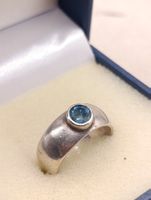 Vintage 925er Silber Unisex Ring mit Aquamarin Edelstein Top