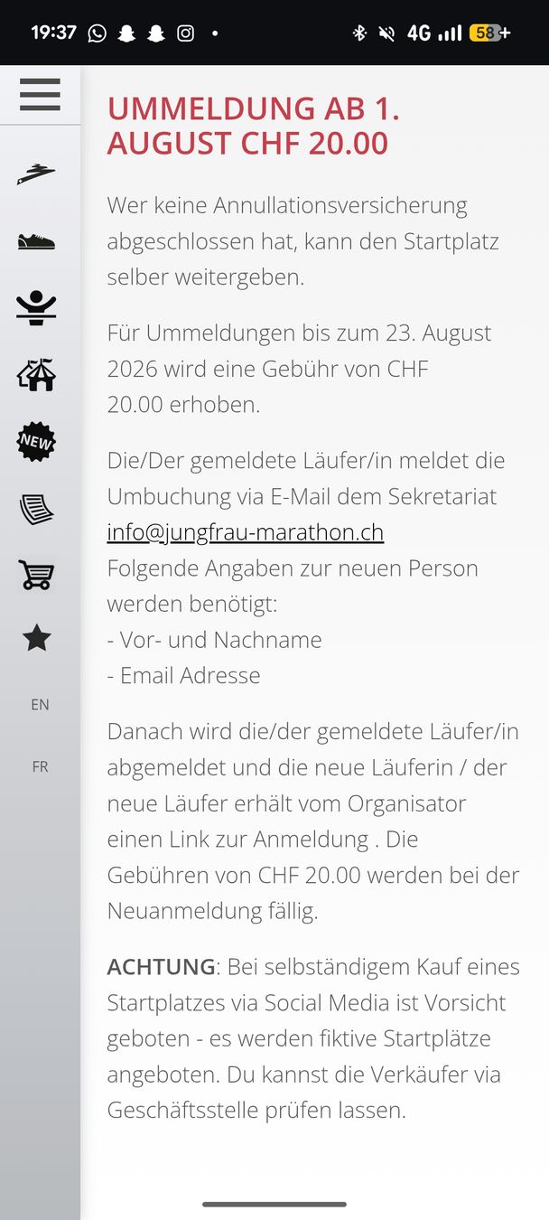 Biglietti: Startplatz Jungfrau Marathon 2026 – Nuovo (secondo la descrizione) da Gelterkinden venduto da Nico_las3000 1