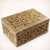 Schwere Schatulle Stein Schmuckschatulle 15x10x7cm Indien