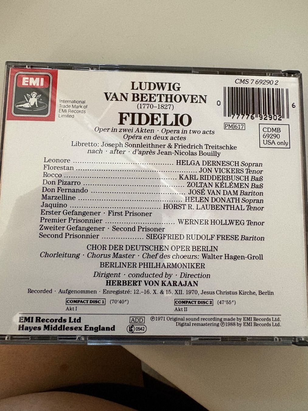 CD: Doppel - CD - Beethoven Fidelio - Karajan – Usato da Lausen venduto da Zotty1 1