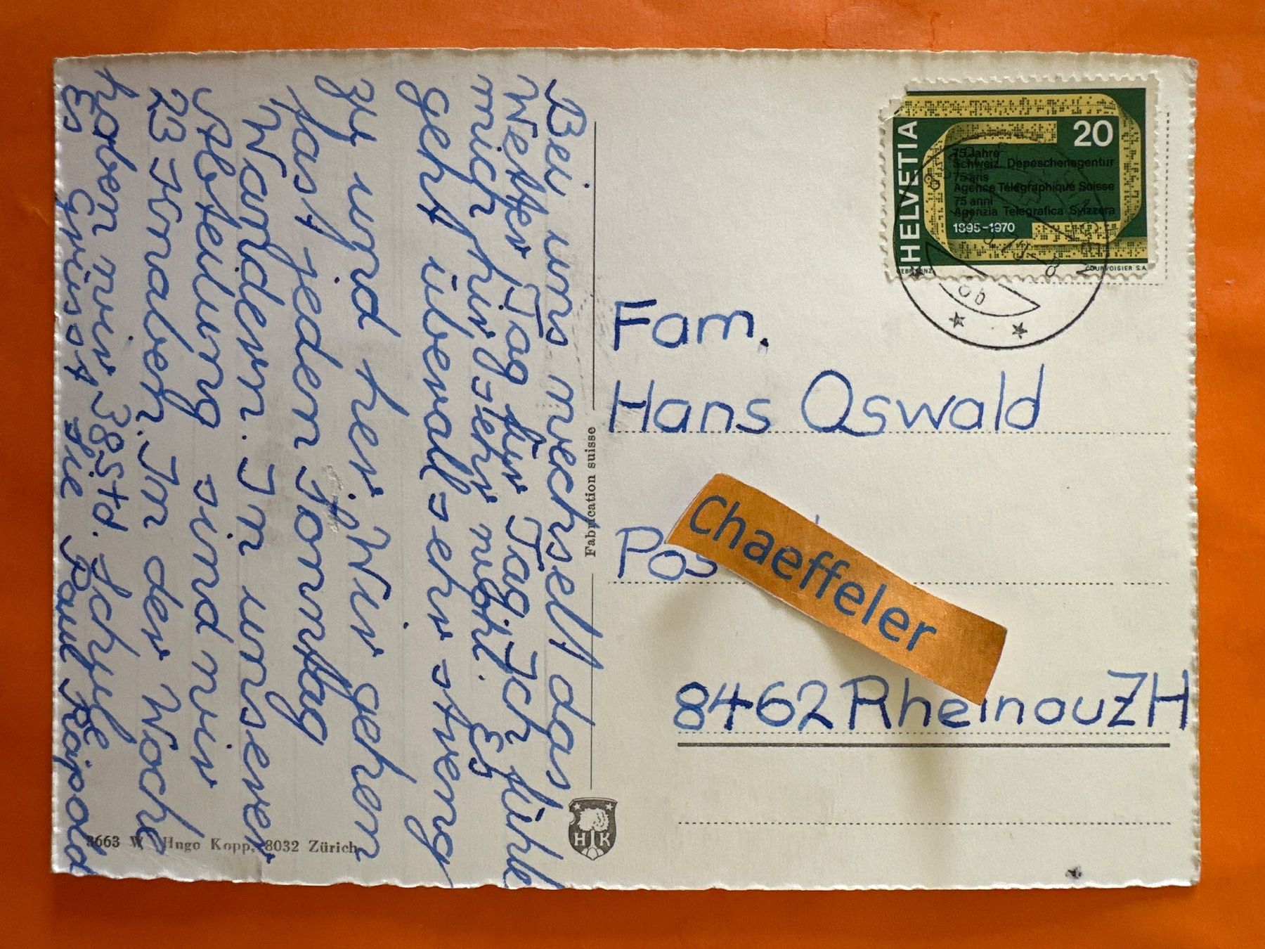 Cartoline postali: 1970 Fischingen TG, Kloster – Usato da Zürich venduto da Chaeffeler 1