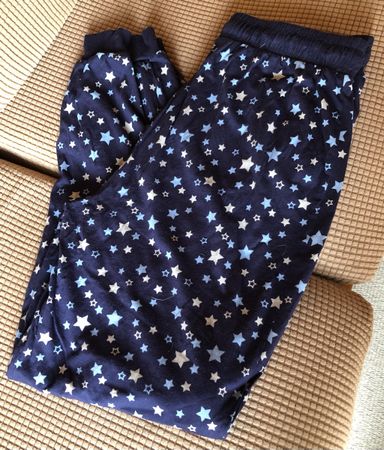 PYJAMA-HOSE, 40/42, blau mit ⭐️-en