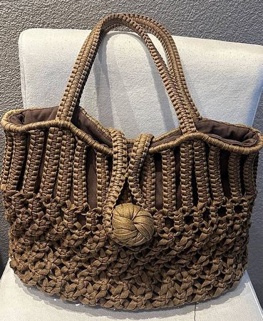 Braune Handgemachte Gehäkelte Schultertasche Sommer Strand
